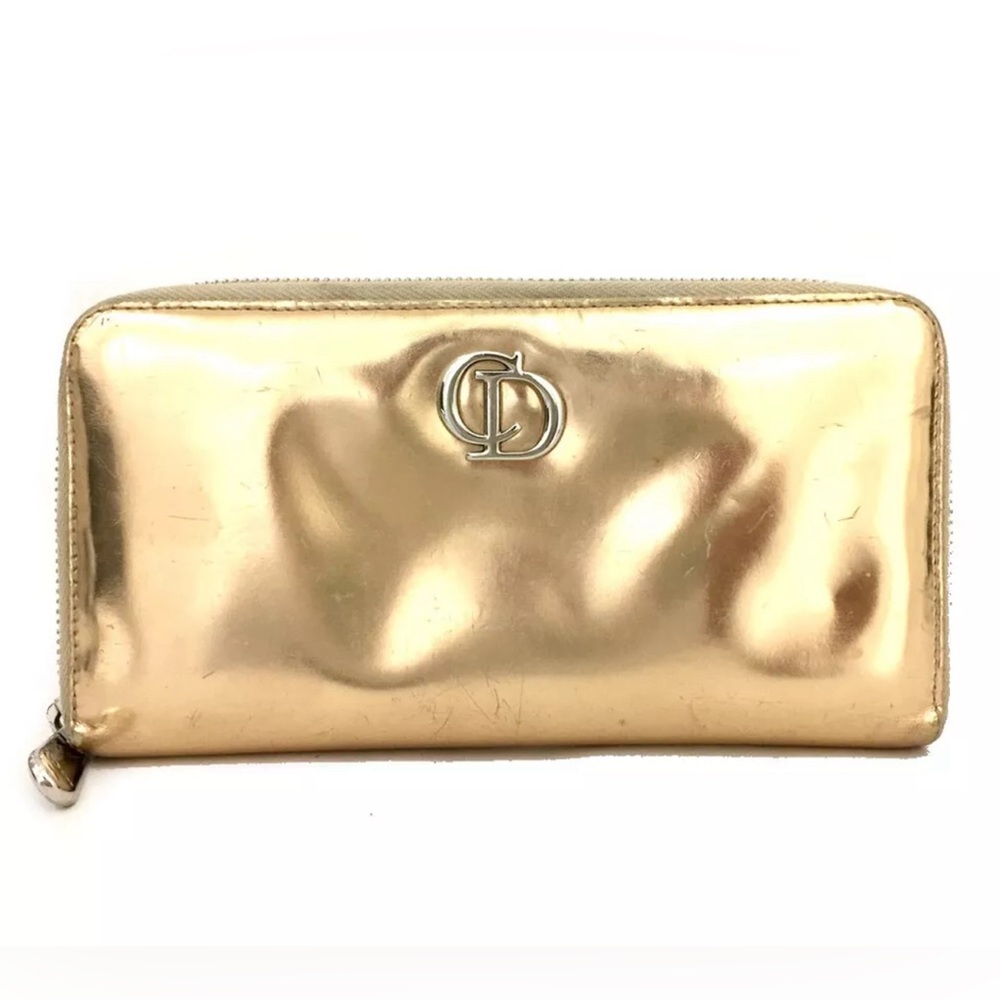 Christian Dior CD Logo Leather Zip Around Long Wallet
